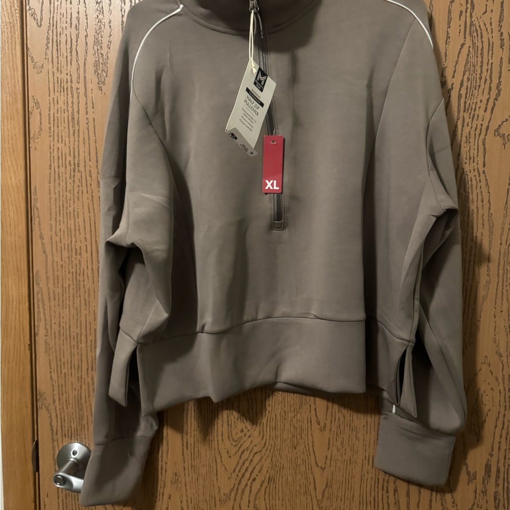 Women’s Taupe Half-Zip Sweater - Brand Unspecified